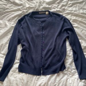 blue button up sweater